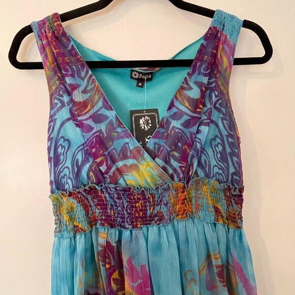 Boho Paisley Print Chiffon Maxi Dress NWT - Picture 4 of 11